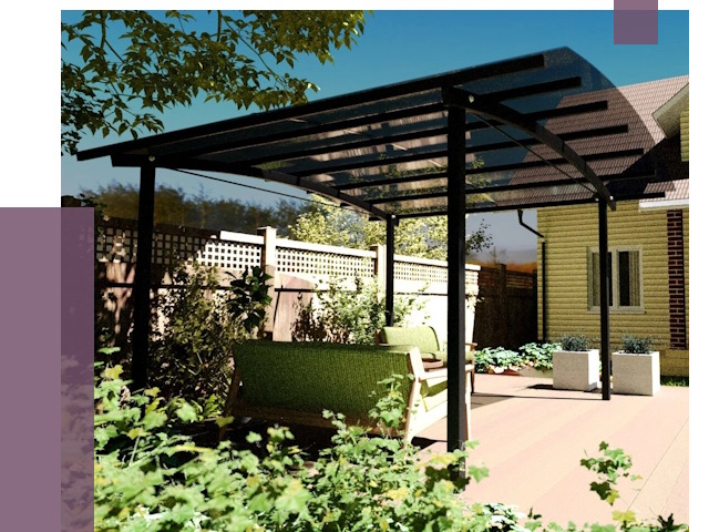 Навесы для террасы в Нягани от 12987 руб. под ключ | ПРОЛЁТ-Нга