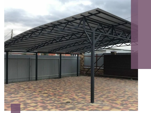 Металлические навесы под ключ в Нягани — изготовление и монтаж