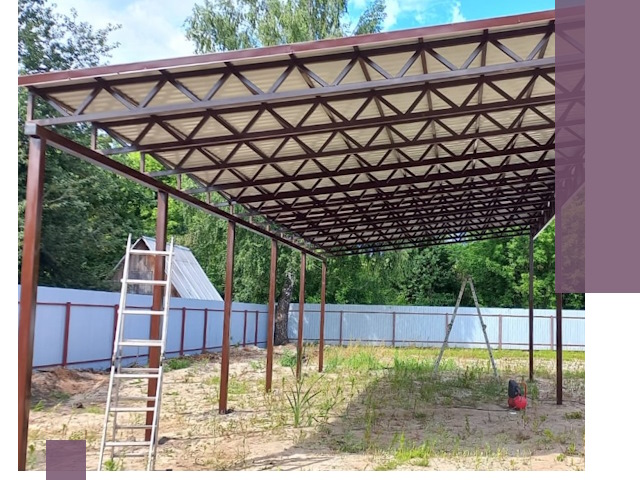 Односкатные навесы под ключ в Нягани — изготовление и монтаж