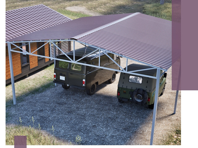 Двускатные навесы под ключ в Нягани — изготовление и монтаж